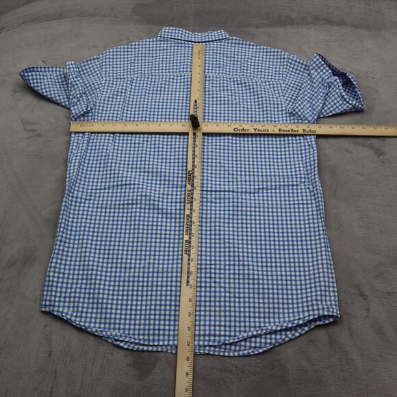 Columbia Button Up Shirt Mens M Blue Checked Fishing Outdoor Fish Hike Camp - Picture 3 of 14